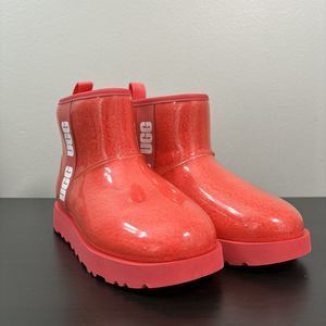 UGG Classic Clear Mini Plush Hibiscus‎ Pink Boots Women's Size 6 Wool Blend